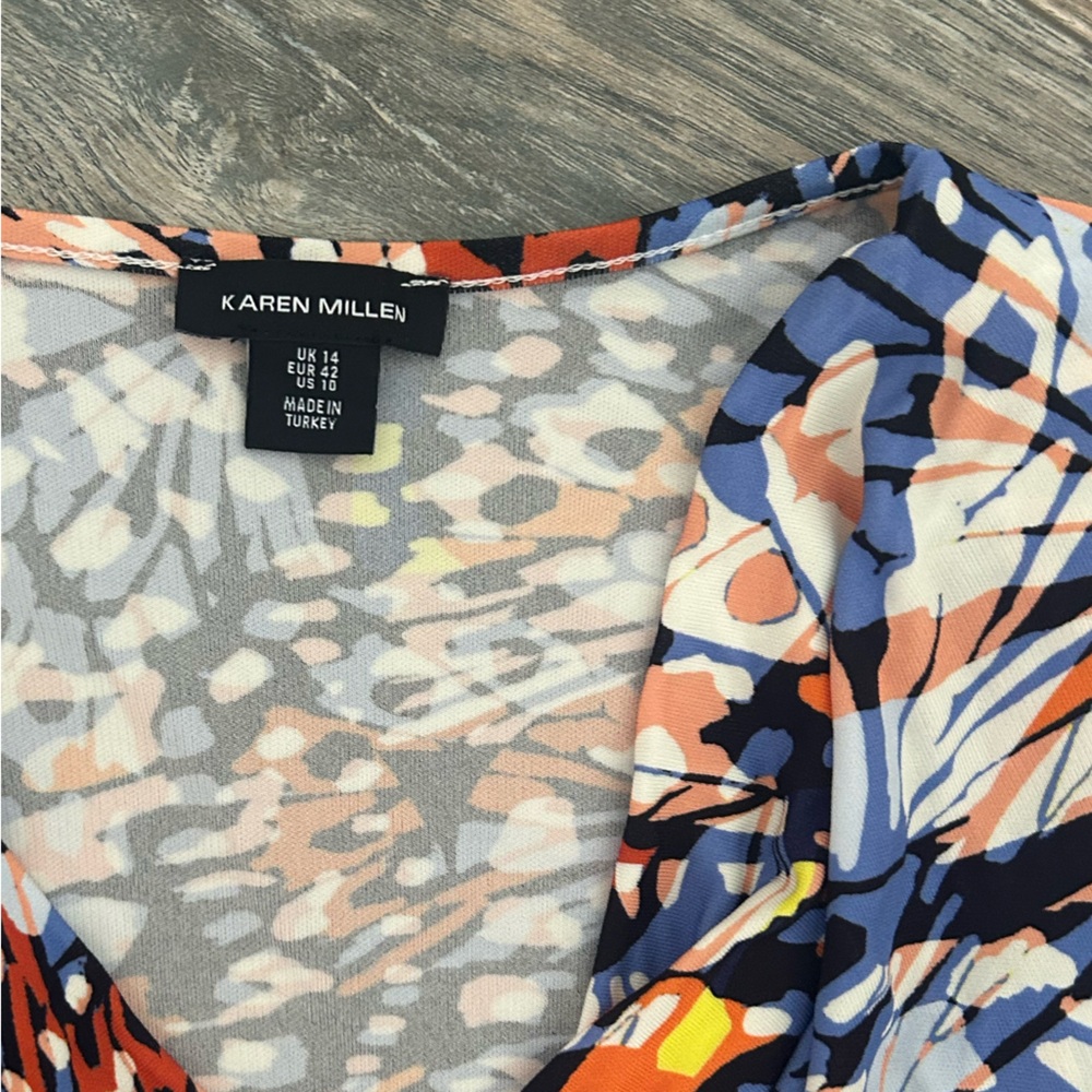 Karen Millen butterfly print sleeveless midi flowy dress women’s size 14 - Picture 3 of 4
